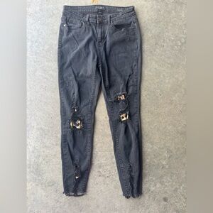 Judy Blue Black Distressed Leopard Skinny Jeans